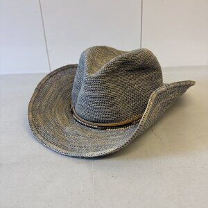 Jaden Rael Hat Cowboy Fitted Womens M/L Raffia Straw Woven Band Sun Handmade